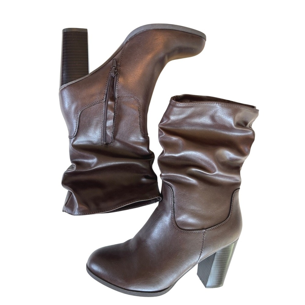 Style & Co. Dark Brown Slouchy Mid-Calf Heeled Boots 7M Like New Western Consign